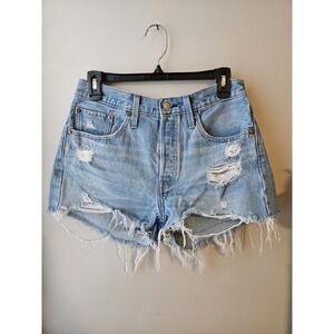 Levi's 501 Women's High-Rise Distressed Cutoff Denim Shorts W28 Button Fly Light